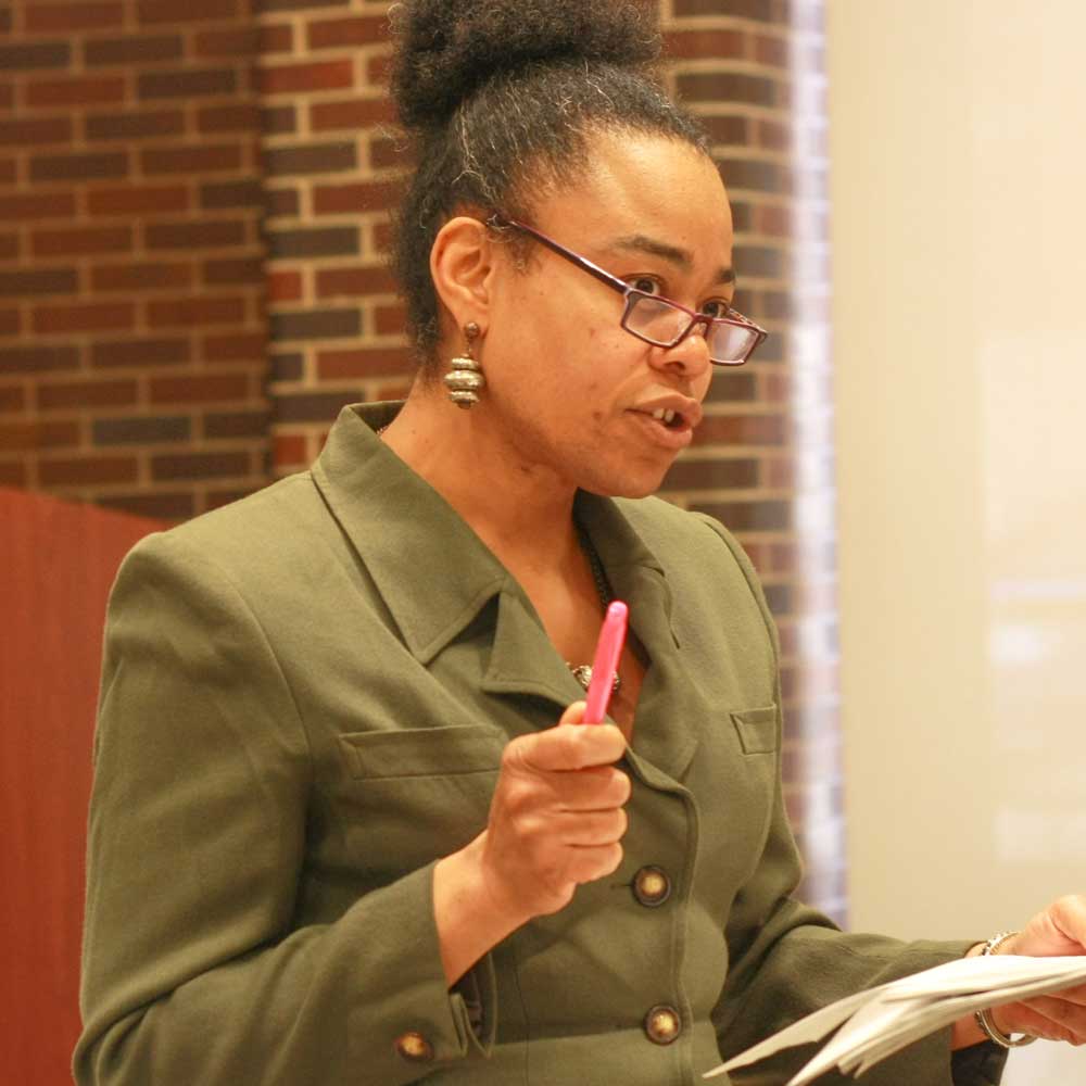A woman giving a presentation