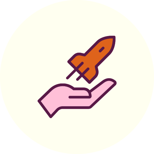 Hand showing rocket starting icon
