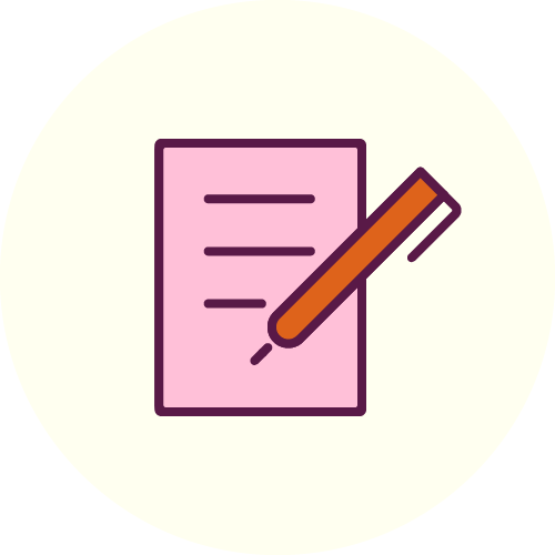 Pen writing on paper icon
